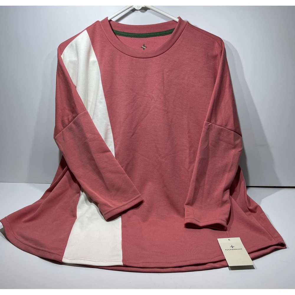 TUCKERNUCK M/L White Stripe Poncho Sweater 3/4 Sleeve